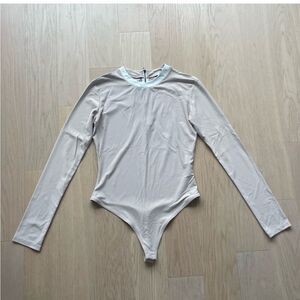 New Alix Classic Collection Chloe Thong Bodysuit in Nude/White Large